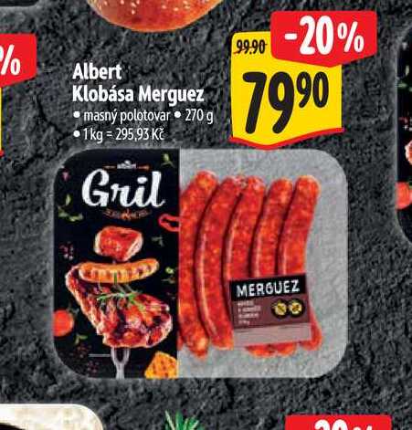 Albert Klobása Merguez  270 g