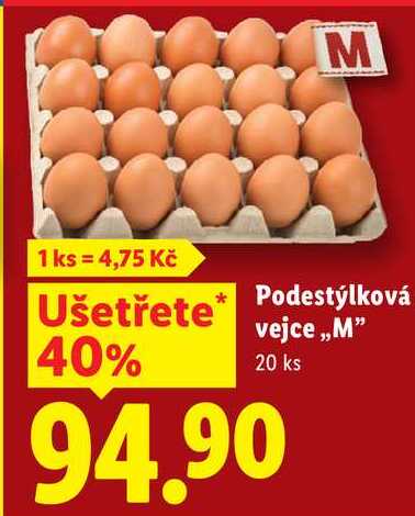 Podestýlková vejce ,,M", 20 ks  