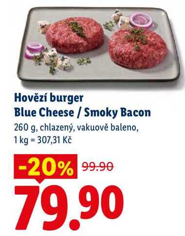 Hovězí burger Blue Cheese/Smoky Bacon, 260 g