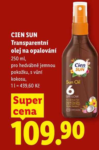 CIEN SUN Transparentní olej na opalování, 250 ml