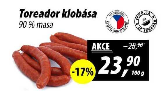 Toreador klobása 90% masa, 100 g