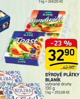 SÝROVÉ PLÁTKY BLANÍK vybrané druhy 130 g