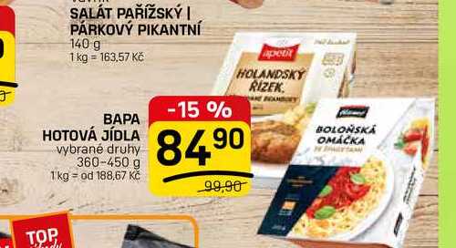BAPA HOTOVÁ JÍDLA vybrané druhy 360-450 g