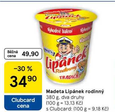 Madeta Lipánek rodinný, 380 g 