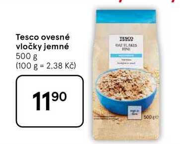 Tesco ovesné vločky jemné, 500 g  