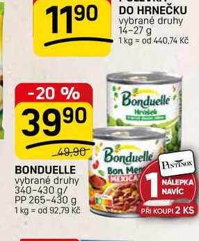 BONDUELLE vybrané druhy 340-430 g/ PP 265-430 g