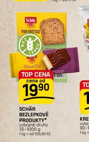 SCHÄR BEZLEPKOVÉ PRODUKTY* vybrané druhy 35-1000g