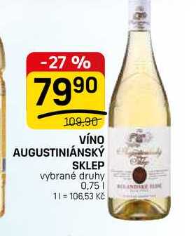 VÍNO AUGUSTINIÁNSKÝ SKLEP vybrané druhy 0,75l