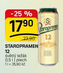 STAROPRAMEN 12 světlý ležák plech 0,5l