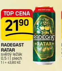 RADEGAST RATAR světlý ležák 0,5l,plech 