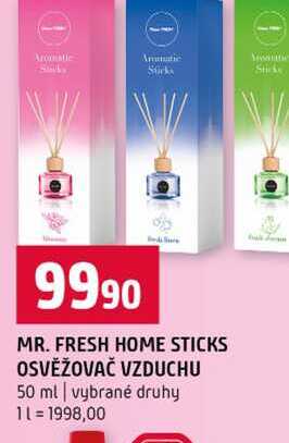 MR. FRESH HOME STICKS OSVĚŽOVAČ VZDUCHU 50 ml vybrané druhy 