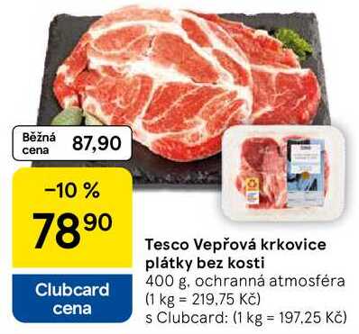 Tesco Vepřová krkovice plátky bez kosti, 400 g 