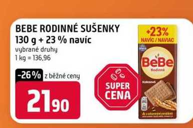 BEBE RODINNÉ SUŠENKY 130 g + 23% navíc vybrané druhy  