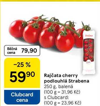 Rajčata cherry podlouhlá Strabena, 250 g, balená  