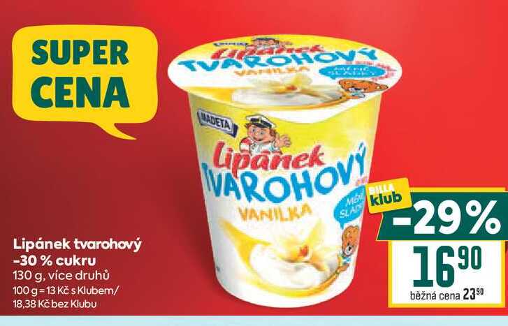 Lipánek tvarohový -30% cukru 130 g