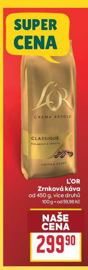 L'OR Zrnková káva od 450 g