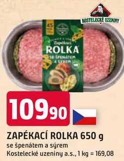 ZAPÉKACÍ ROLKA 650 g se špenátem a sýrem