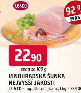 VINOHRADSKÁ ŠUNKA NEJVYŠŠÍ JAKOSTI 100g