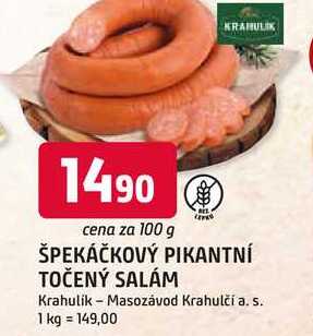 ŠPEKÁČKOVÝ PIKANTNÍ TOČENÝ SALÁM 100g