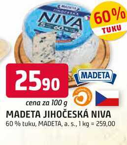MADETA JIHOČESKÁ NIVA 60% tuku, 100g