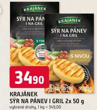 KRAJÁNEK SÝR NA PÁNEV GRIL 2x 50 g 