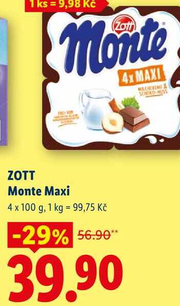 ZOTT Monte Maxi, 4 x 100 g