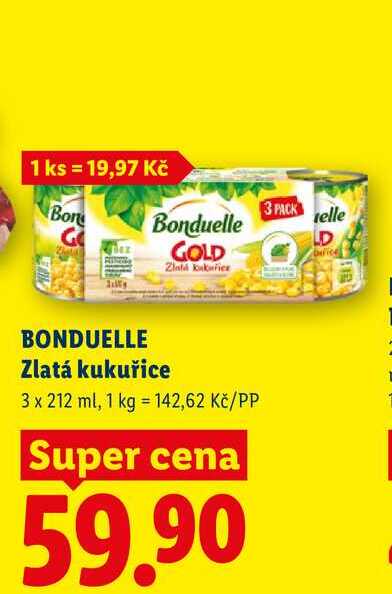 BONDUELLE Zlatá kukuřice, 3x 212 ml 