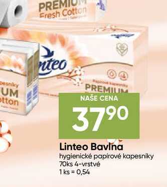 Linteo Bavlna hygienické papírové kapesniky 70ks 4-vrstvé