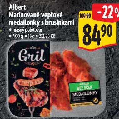 Albert Marinované vepřové medailonky s brusinkami, 400 g