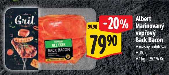 Albert Marinovaný vepřový Back Bacon, 310 g
