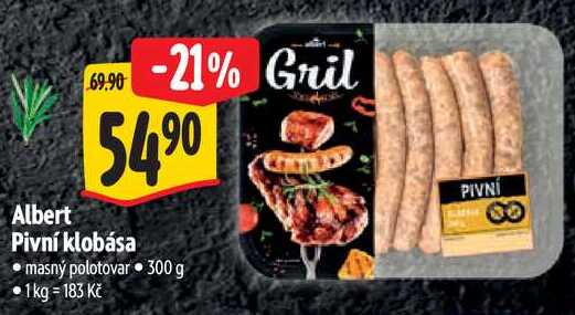 Albert Pivní klobása, 300 g