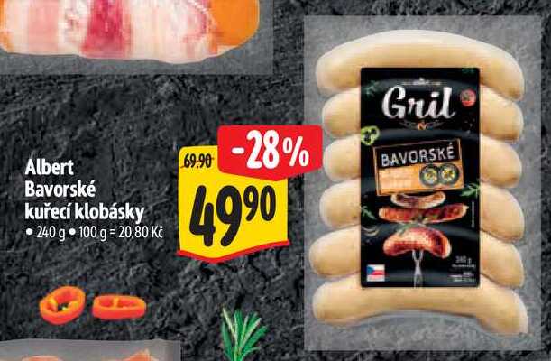 Albert Bavorské kuřecí klobásky, 240 g 