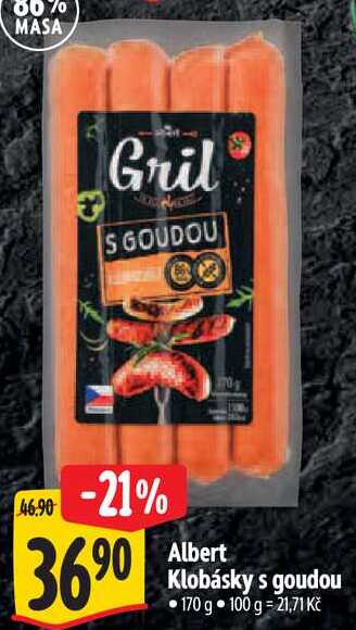 Albert Klobásky s goudou, 170 g
