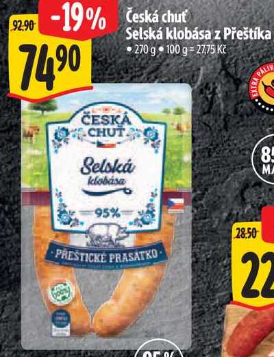 Česká chuť Selská klobása z Přeštíka, 270 g