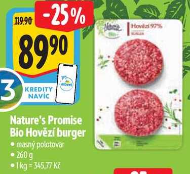 Nature's Promise Bio Hovězí burger, 260 g