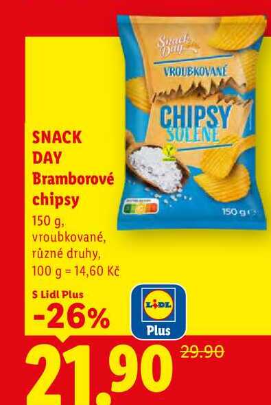 SNACK DAY Bramborové chipsy, 150 g
