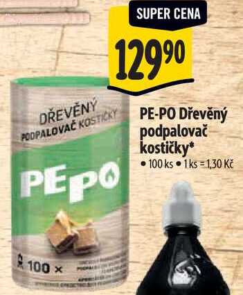 PE-PO Dřevěný podpalovač kostičky, 100 ks