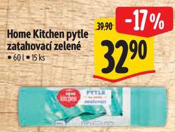 Home Kitchen pytle zatahovací zelené 60 l, 15 ks 