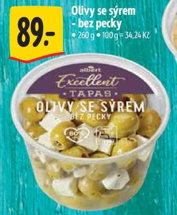 Olivy se sýrem -bez pecky, 260 g