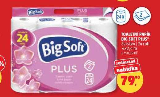 TOALETNÍ PAPÍR BIG SOFT PLUS, 24 rolí 