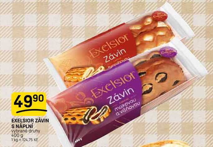 EXELSIOR ZÁVIN S NÁPLNÍ vybrané druhy 400 g 