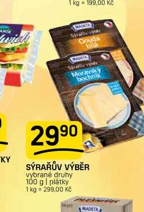 SÝRAŘŮV VÝBĚR vybrané druhy 100 g | plátky 