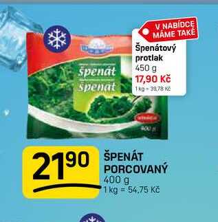 ŠPENÁT PORCOVANÝ 400 g  
