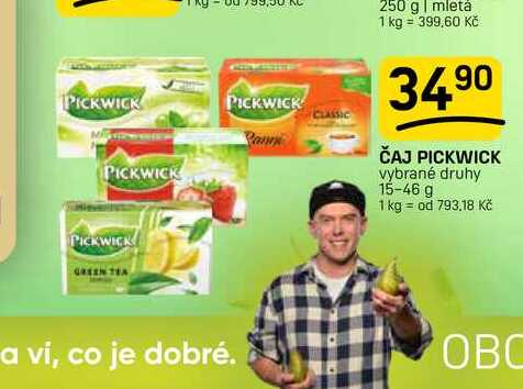 ČAJ PICKWICK vybrané druhy 15-46 g  