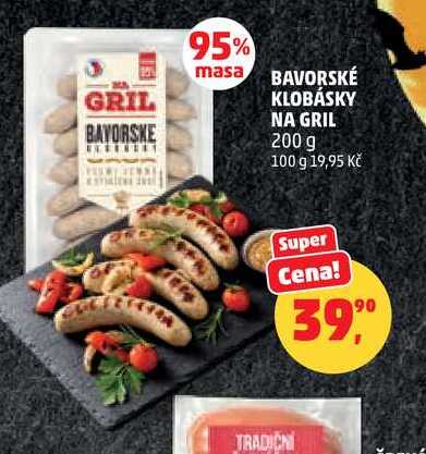 BAVORSKÉ KLOBÁSKY NA GRIL, 200 g