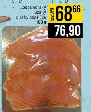 Losos norský uzený plátky bez kuže 100 g 
