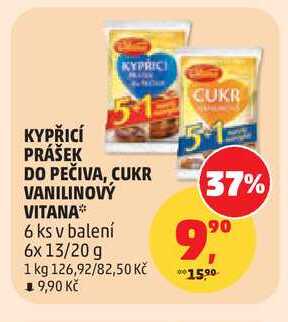 KYPŘICÍ PRÁŠEK DO PEČIVA VITANA, 6 ks 