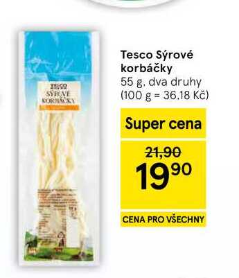 Tesco Sýrové korbáčky, 55 g 