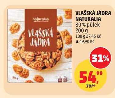 VLAŠSKÁ JÁDRA NATURALIA 80% půlek, 200 g 