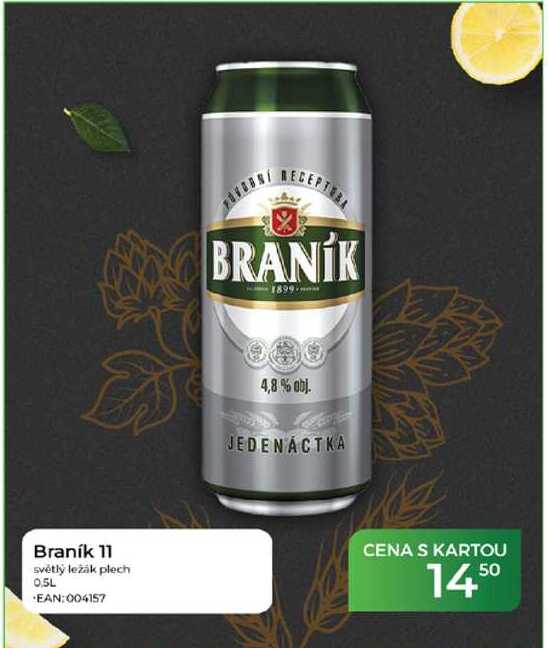 Braník 11 světlý ležák plech 0.5L 